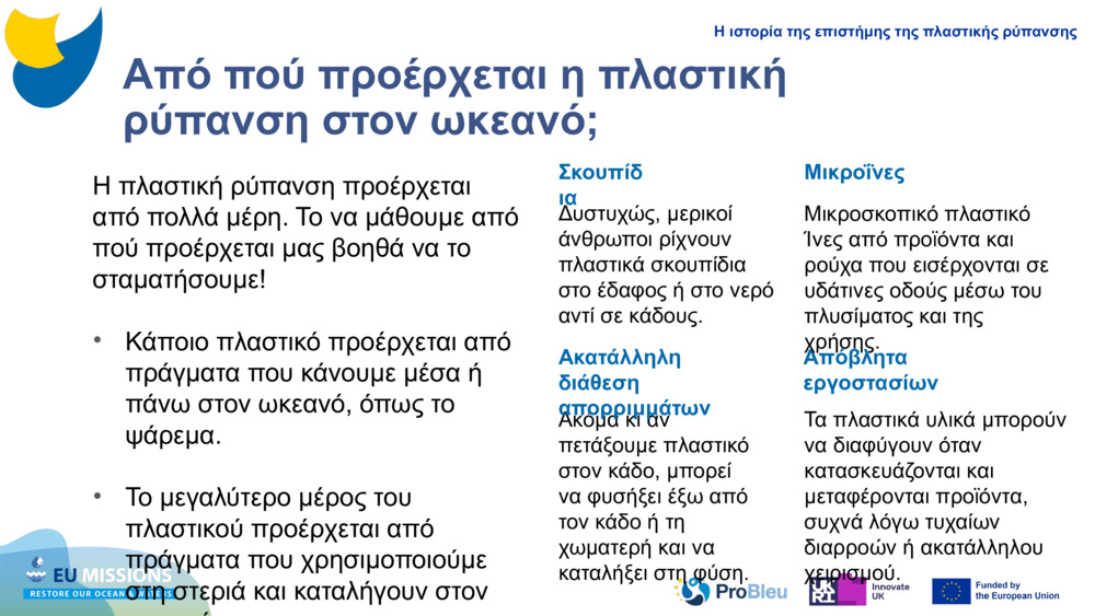 Η πλαστική ρύπανση προέρχεται από πολλά μέρη. Το να μάθουμε από πού προέρχεται μας βοηθά να το σταματήσουμε!