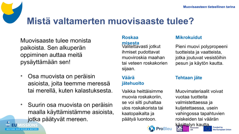 Muovisaaste tulee monista paikoista. Sen alkuperän oppiminen auttaa meitä pysäyttämään sen!