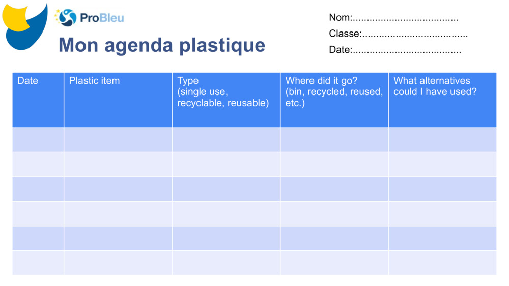 Mon agenda plastique