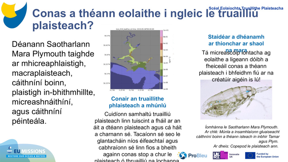 Conas a théann eolaithe i ngleic le truailliú plaisteach?