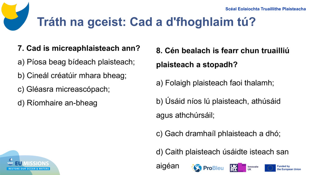 Tráth na gceist: Cad a d'fhoghlaim tú?