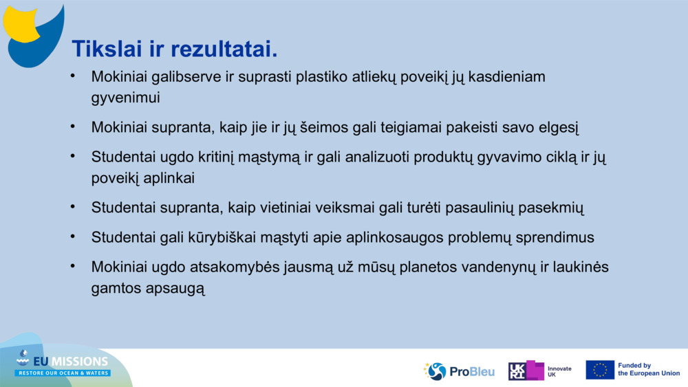 Tikslai ir rezultatai