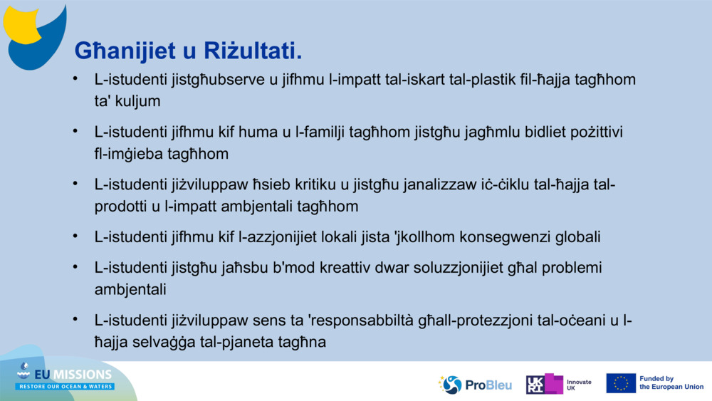 Għanijiet u Riżultati