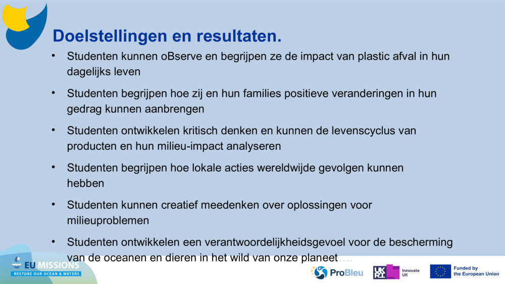 Doelstellingen en resultaten