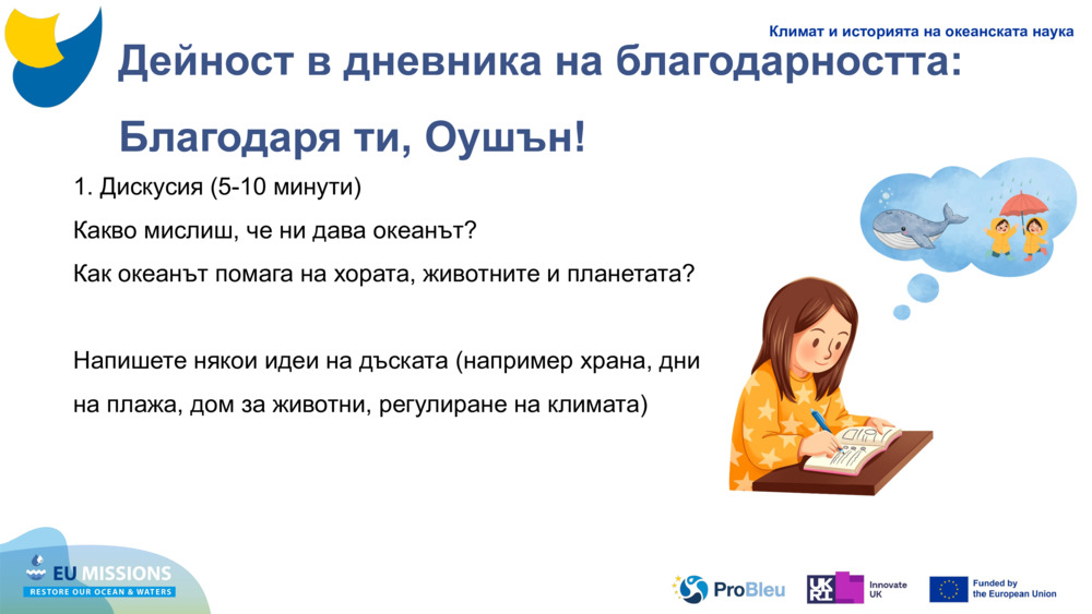 Дейност в дневника на благодарността: Благодаря ти, Оушън!