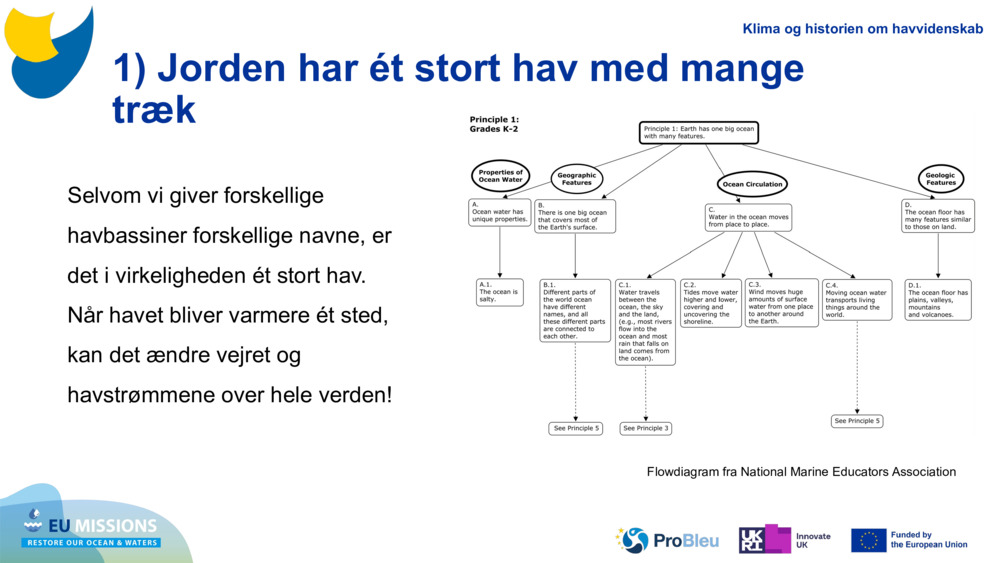 1) Jorden har ét stort hav med mange træk
