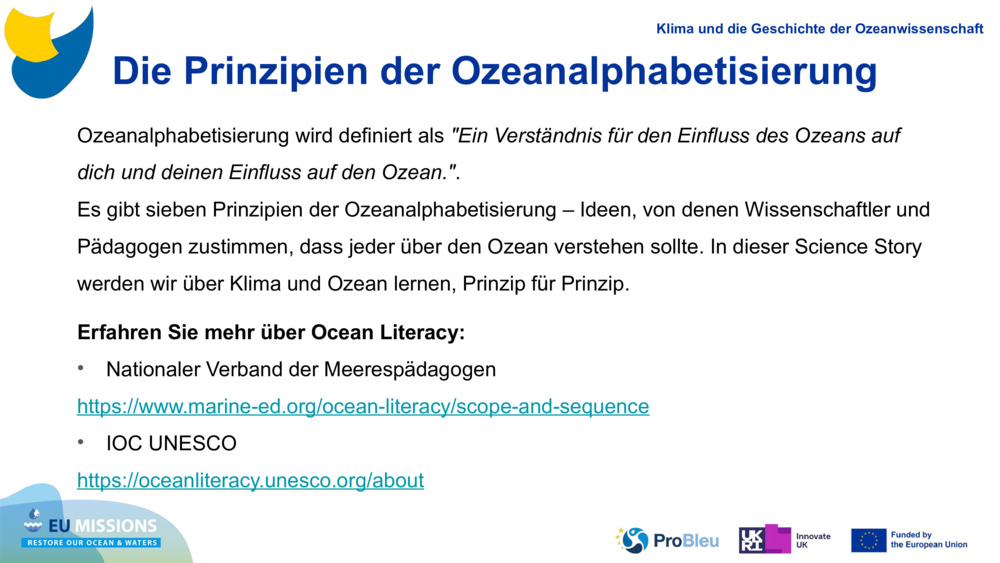 Die Prinzipien der Ozeanalphabetisierung