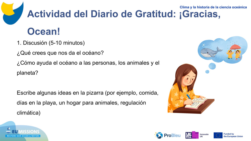 Actividad del Diario de Gratitud: ¡Gracias, Ocean!