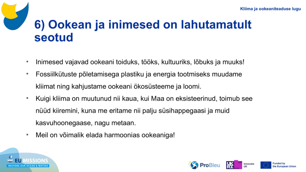 6) Ookean ja inimesed on lahutamatult seotud