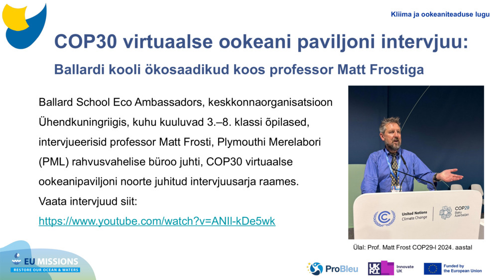 COP30 virtuaalse ookeani paviljoni intervjuu: 