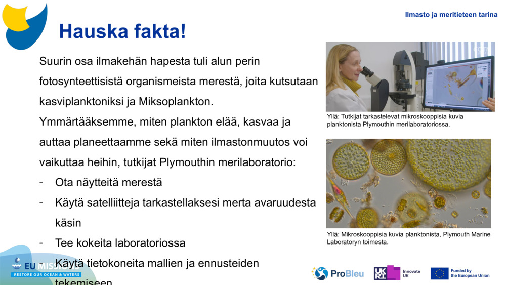 Suurin osa ilmakehän hapesta tuli alun perin fotosynteettisistä organismeista merestä, joita kutsutaan kasviplanktoniksi ja 