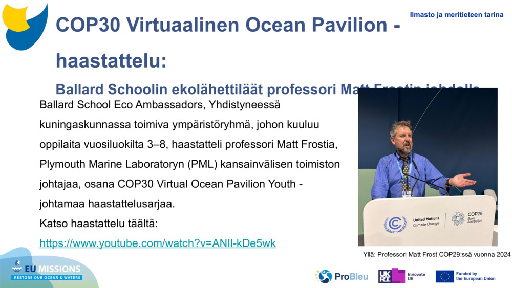 COP30 Virtuaalinen Ocean Pavilion -haastattelu: 