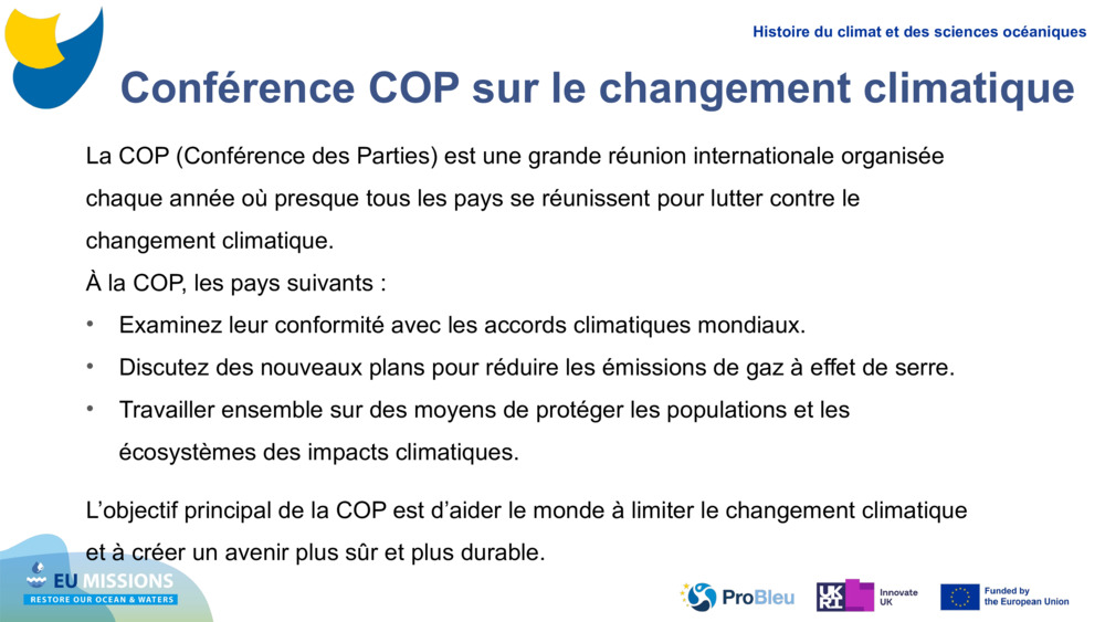 Conférence COP sur le changement climatique 