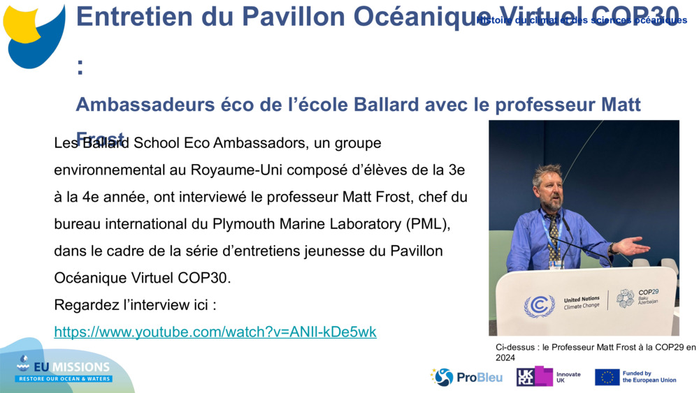 Entretien du Pavillon Océanique Virtuel COP30 : 