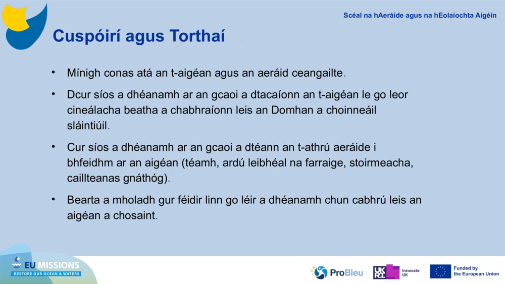 Cuspóirí agus Torthaí