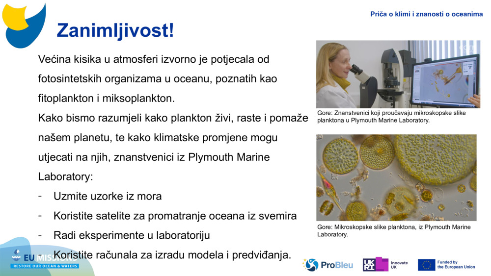 Većina kisika u atmosferi izvorno je potjecala od fotosintetskih organizama u oceanu, poznatih kao fitoplankton i 