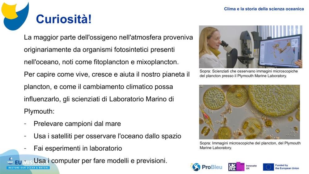 La maggior parte dell'ossigeno nell'atmosfera proveniva originariamente da organismi fotosintetici presenti nell'oceano, noti come fitoplancton e 