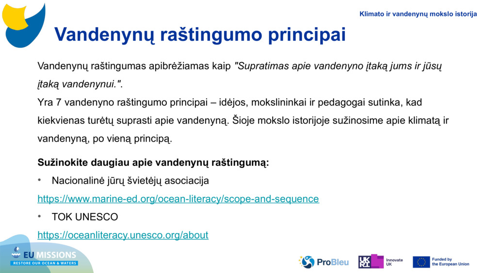 Vandenynų raštingumo principai