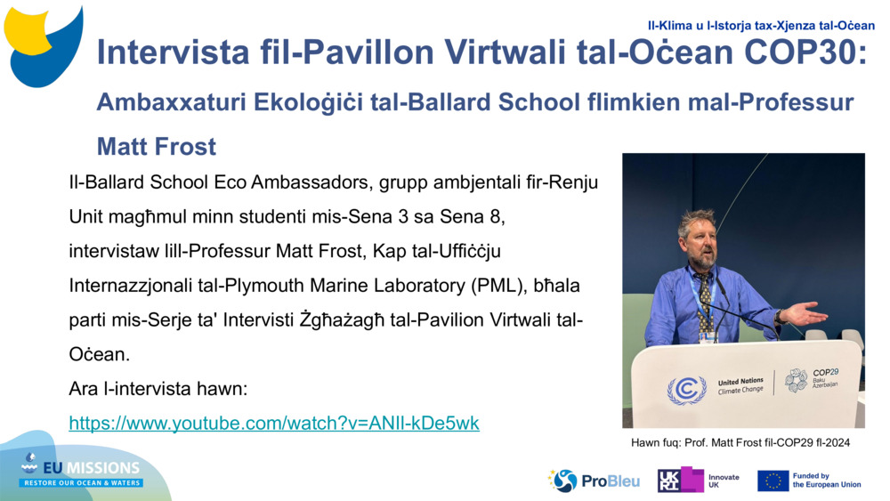Intervista fil-Pavillon Virtwali tal-Oċean COP30: 