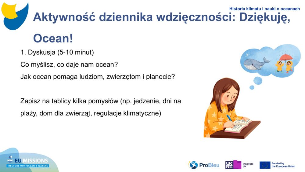 Aktywność dziennika wdzięczności: Dziękuję, Ocean!