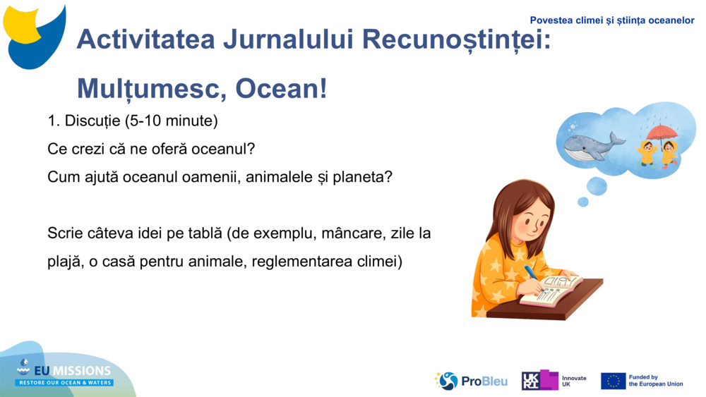Activitatea Jurnalului Recunoștinței: Mulțumesc, Ocean!
