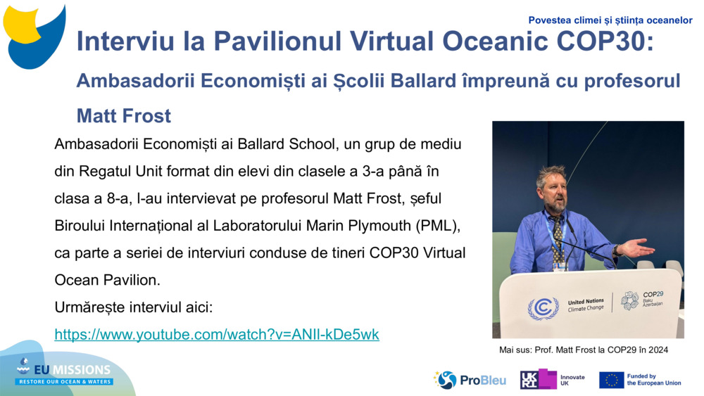 Interviu la Pavilionul Virtual Oceanic COP30: 
