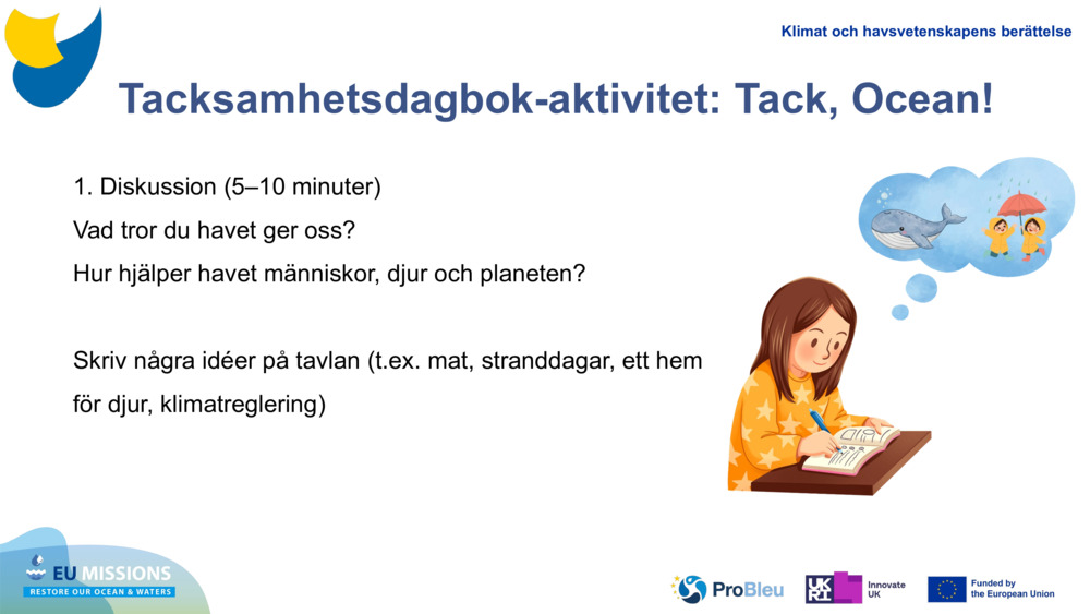Tacksamhetsdagbok-aktivitet: Tack, Ocean!